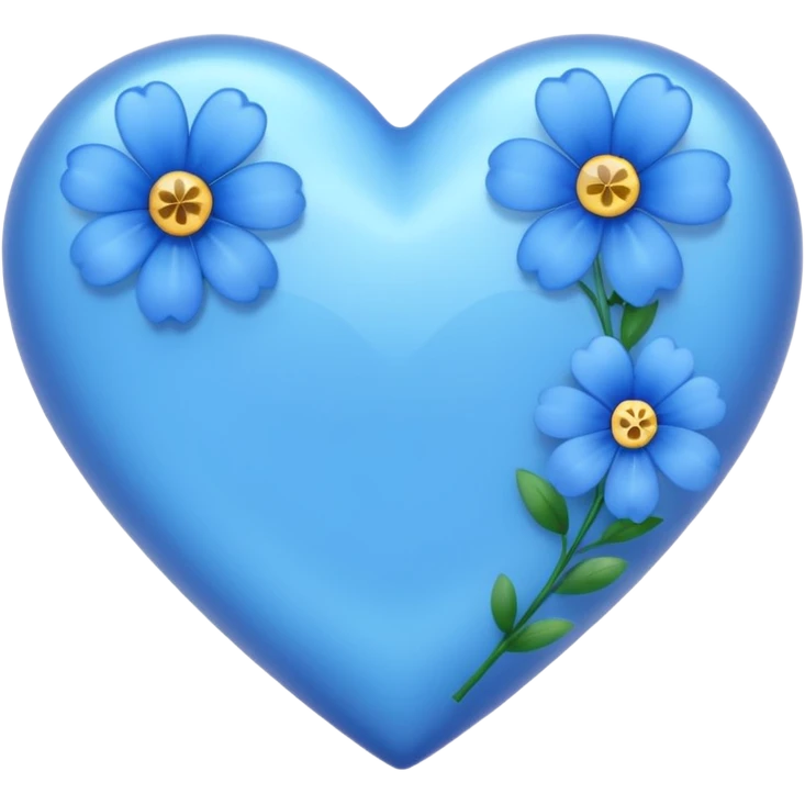 Blue heart with blue flowers emoji