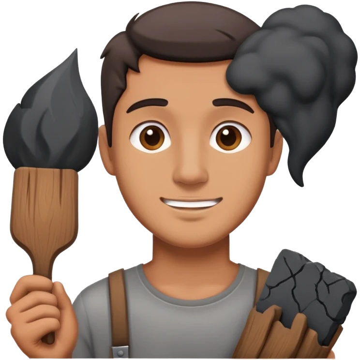 Man holding charcoal  emoji