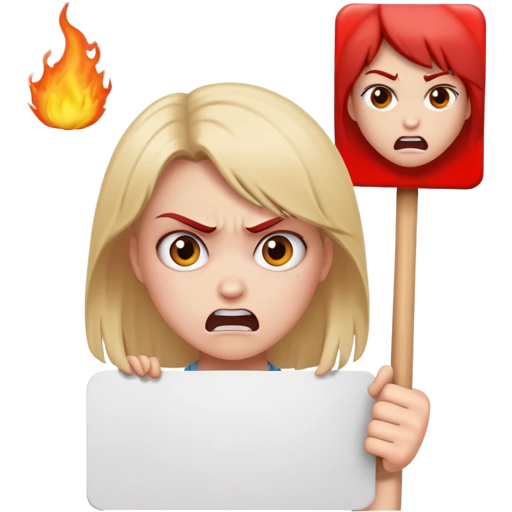 angry girl holding up sign that says cockblock emoji