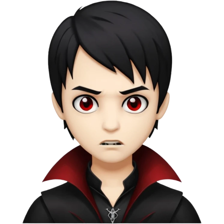 Boy, Vampire, Black Hair, medium long, emo, dark, spooky, brown skin emoji