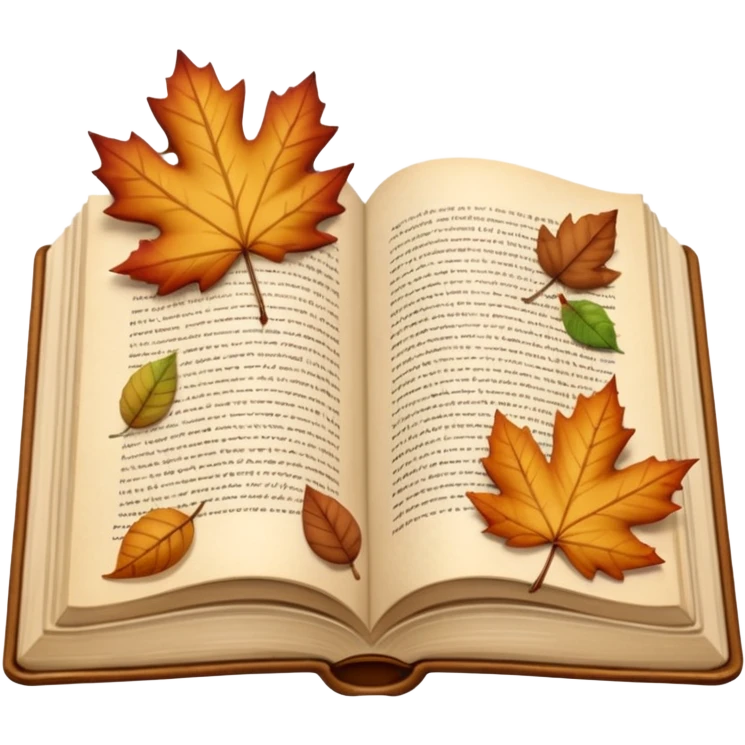 beige autumn open book with leaves on it emoji