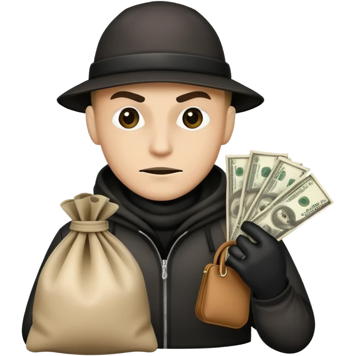 Robber with bag on f money emoji