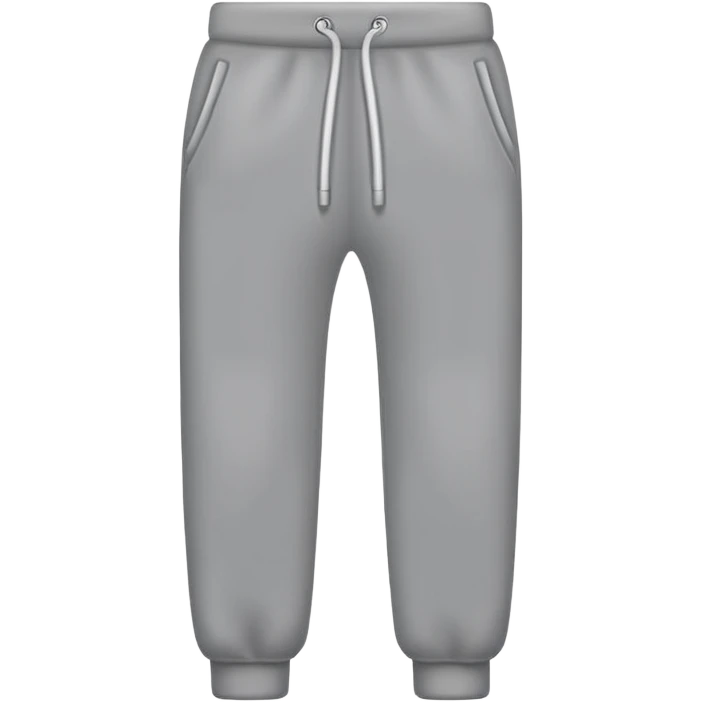 A realistic simple grey sweatpants icon, no person, isolated on transparent background, flat emoji style emoji