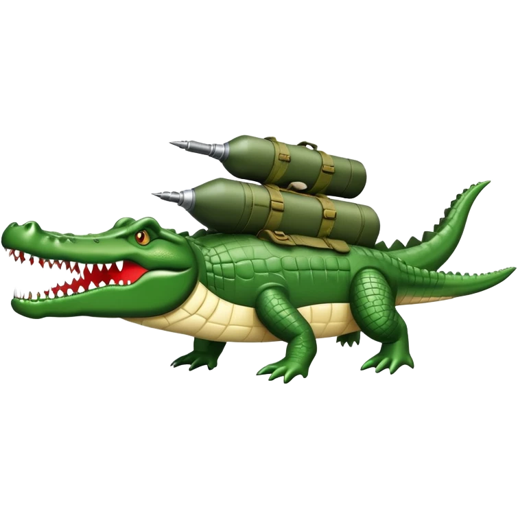 crocodile carrying bombs, military bomber crocodile emoji