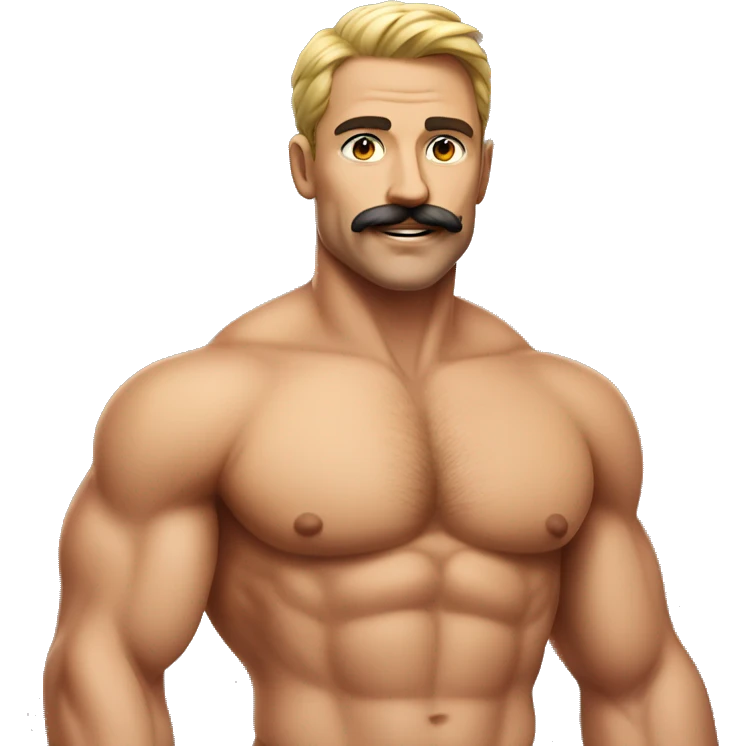 Muscular gay man with mustache bikini realistic emoji