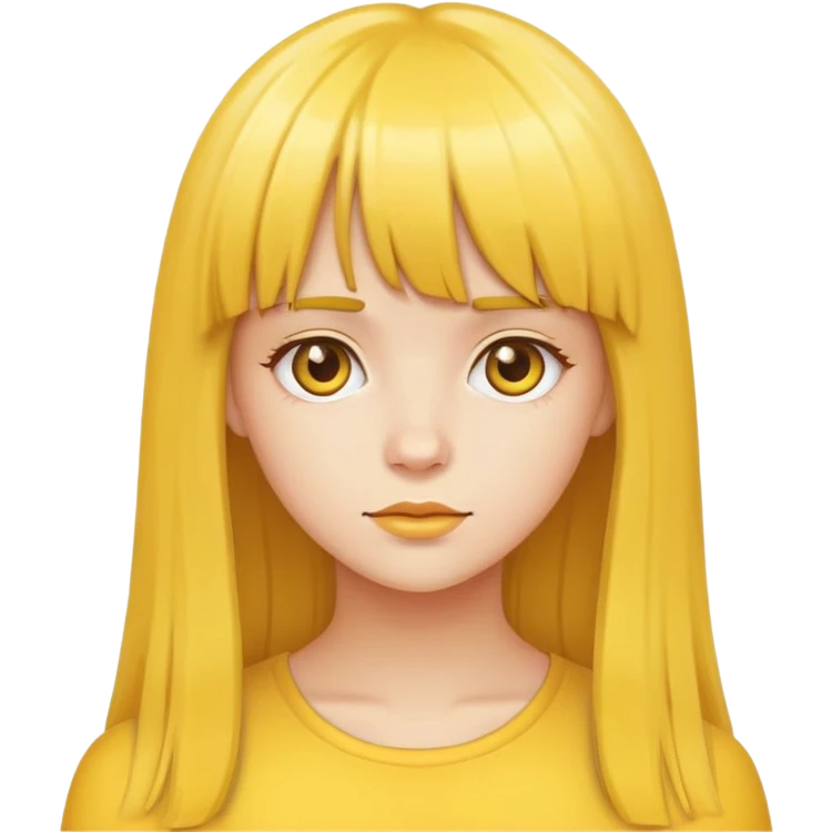 Yellow Girl with bangs and long hair emoji
