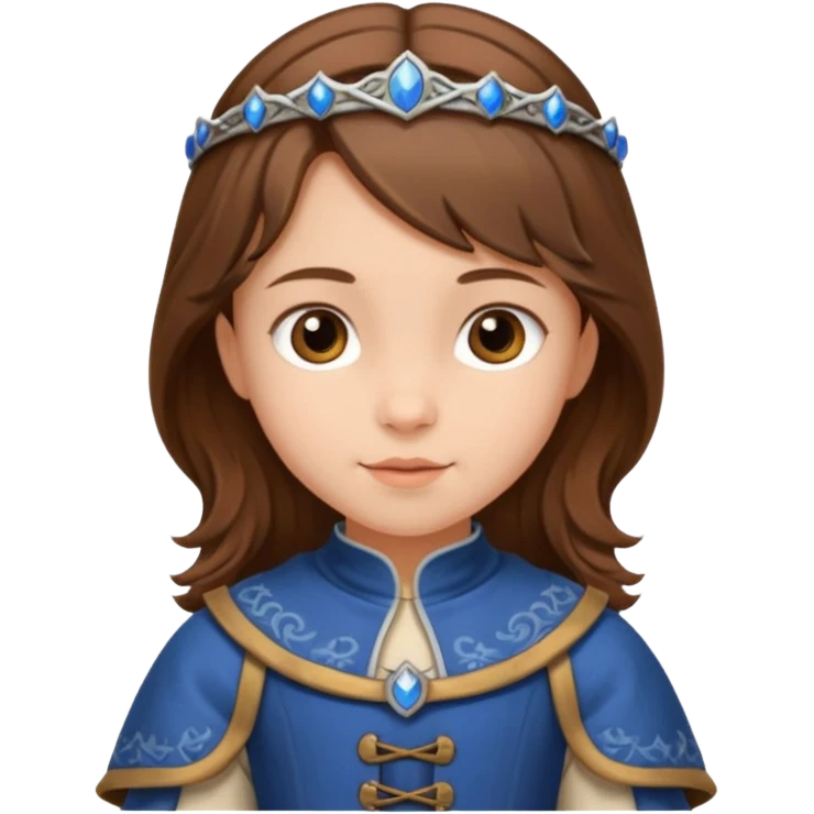 Petite fille brune à la peau blanche de 8 ans à l'époque du Moyen âge. emoji