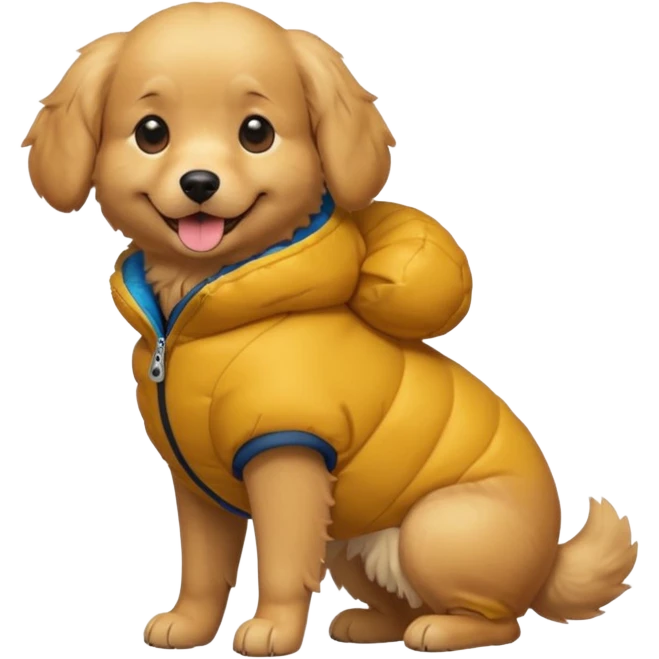 a full body of cute dog with puffer clothes emoji