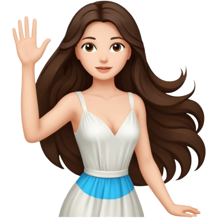 Beautiful brunette lady sexy with raised hand long hair emoji
