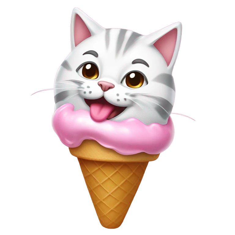 Cat eating ice cream emoji