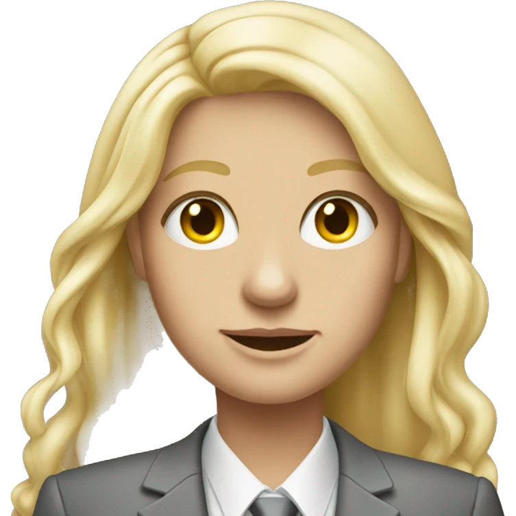 Blonde long hair jewellery seller in a grey suit emoji