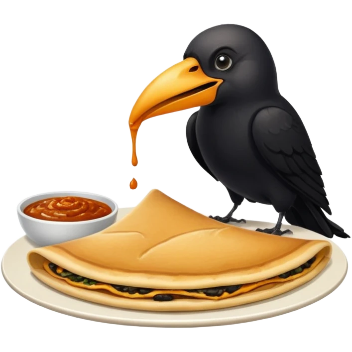 Crow eating dosa emoji