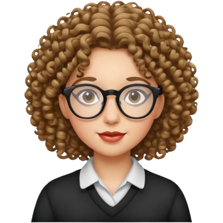Gay girl with curly hair and glasses emoji