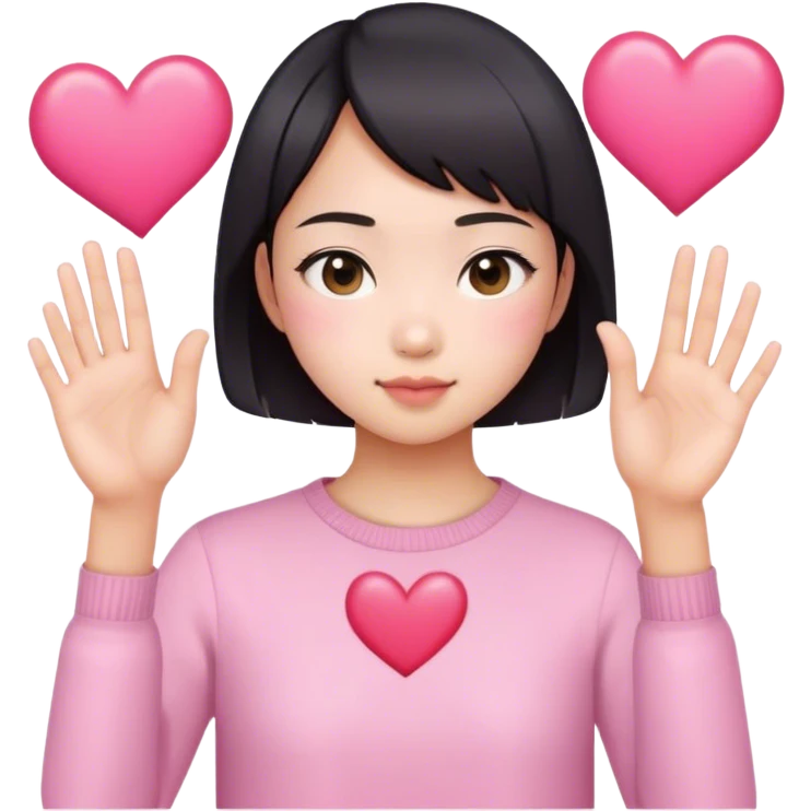 Short hair Asian girl kissing with pinky heart  emoji