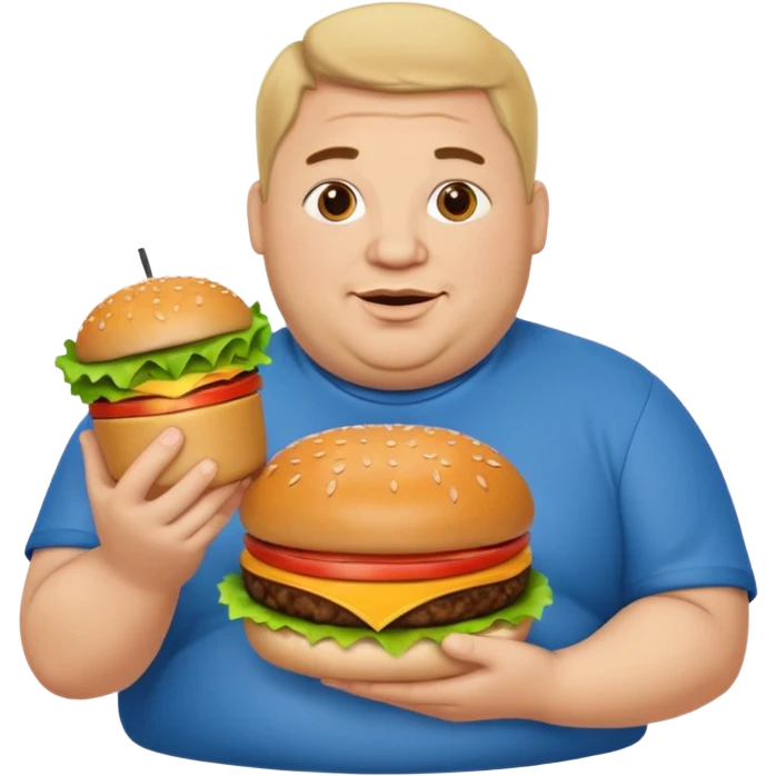 fat guy holding burger emoji