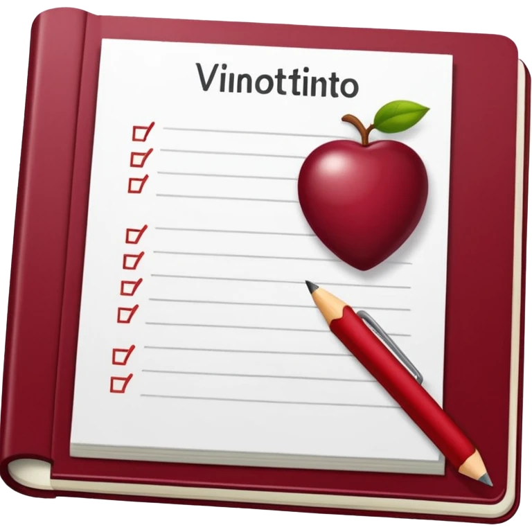 HAZ UN planificador de lista de objetivos en color vinotinto/rojo carmesí brillante, con hojas de cuaderno blancas (no agregues frutas ni nada de eso) https://imgproxy.attic.sh/insecure/f:png/plain/https://attic.sh/z0hvfdddapmiax935oa389bq0wzk  emoji