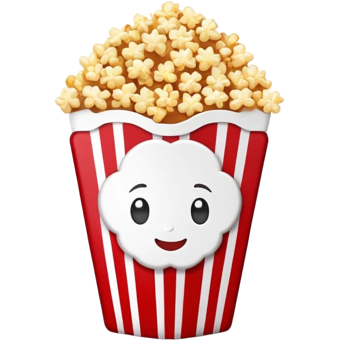 minimalist sweet popcorn emoji style, red and white popcorn box, caramel popcorn emoji
