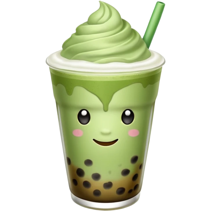 matcha latte with boba and ice without sticks for drinking and add a lil coffee  emoji