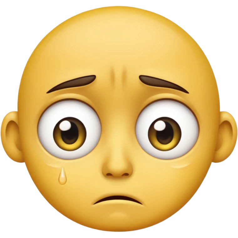 Create a sad face, big eyes, sad crying with tears, regular emoji, yellow face, big eyes, circular shape emoji emoji
