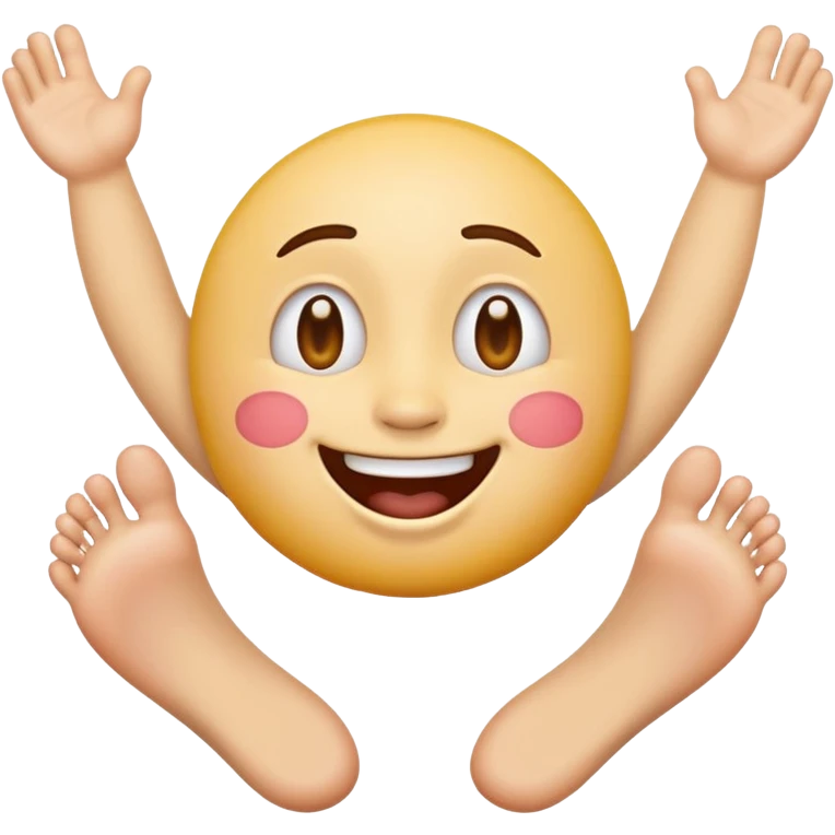 An emoji face that has his feet in the air behind him emoji