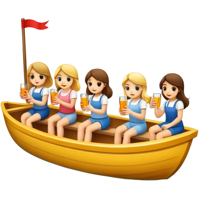8 girls on a peddle boat drinking emoji