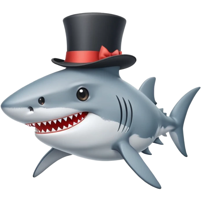 Shark with a top hat emoji