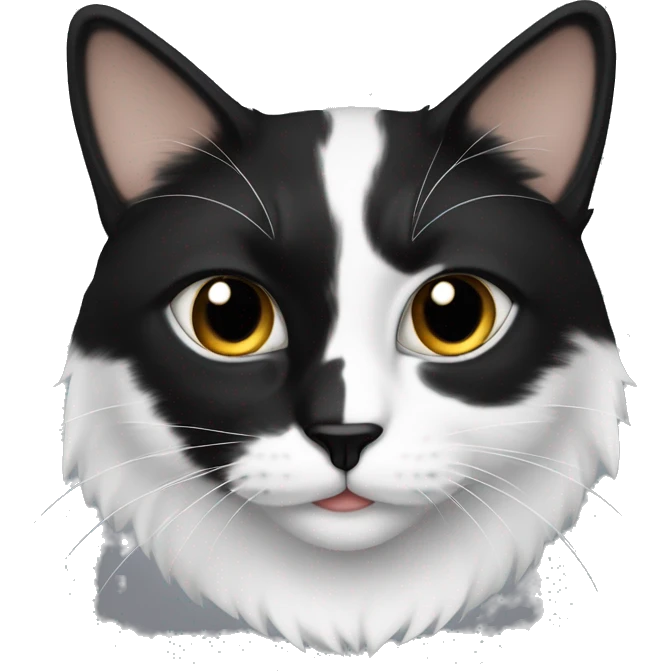 half Black and half white long hair cat with black spot on muzzle emoji