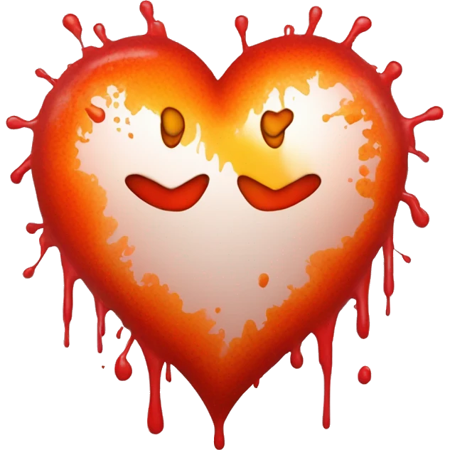 bleeding red heart glowing red-orange with splatter emoji