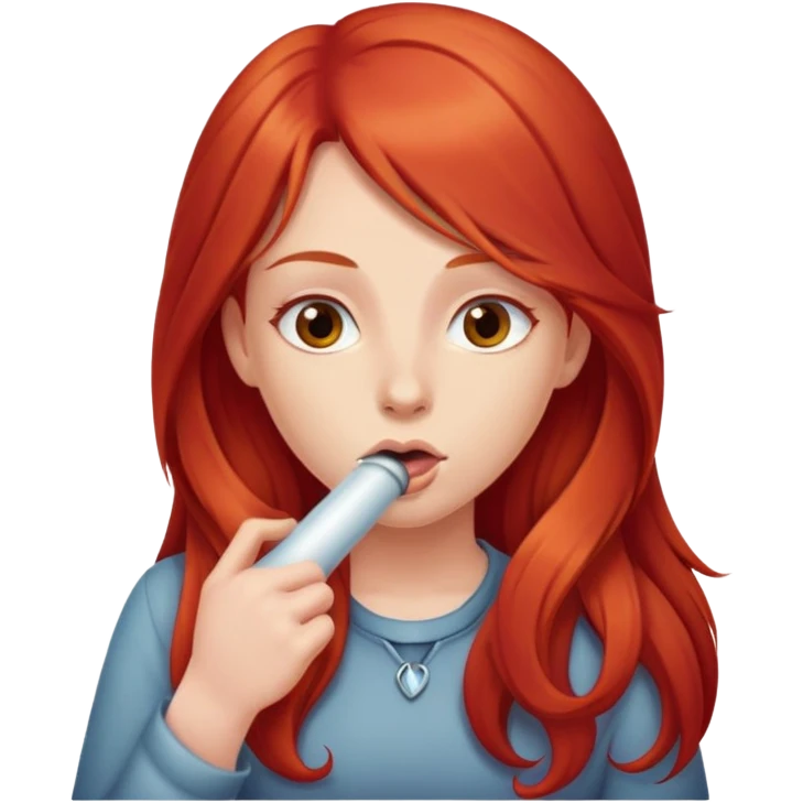 Девушка с длинными рыжими волосами сосёт член паря emoji