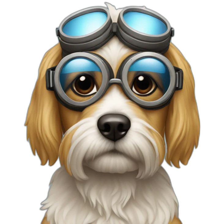 yorkshire dog wearing aviation goggle emoji