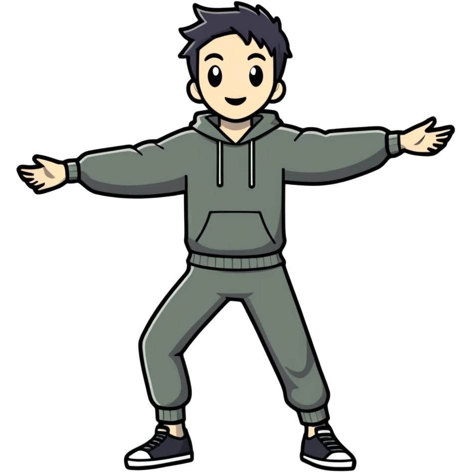 Alternative male character with dark aesthetic arms wide open emoji