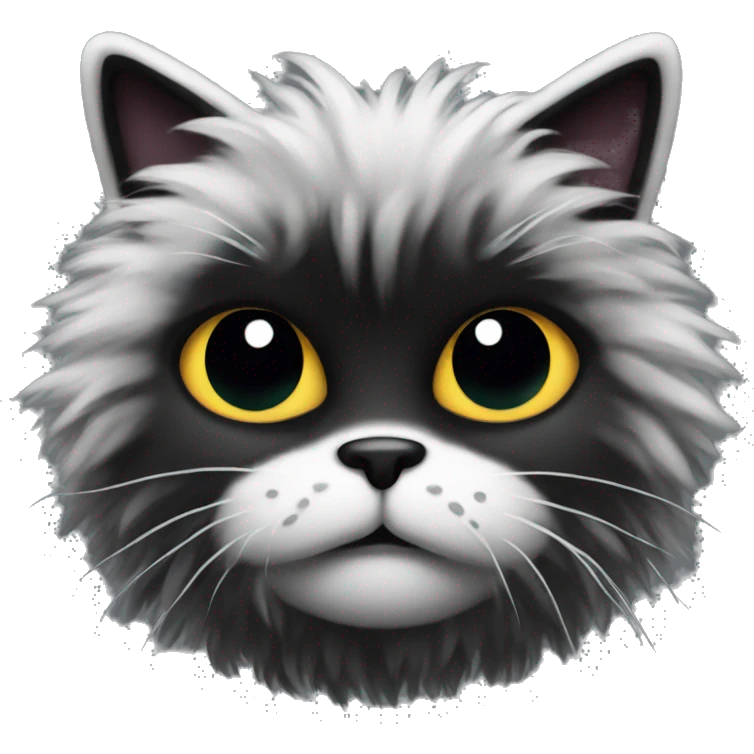 Black fluffy psycho kitty emoji