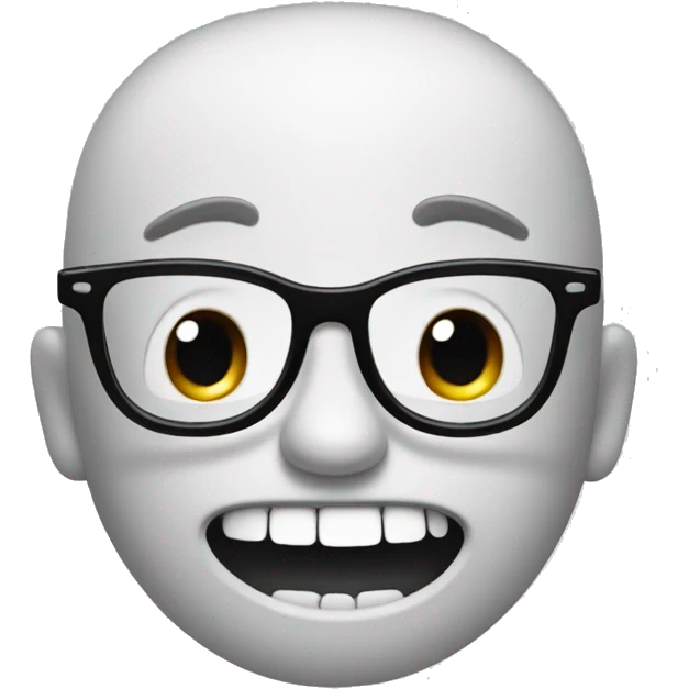 big teeth, glasses, index finger up emoji