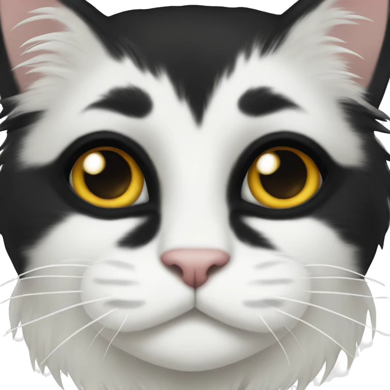 half Black and half white long hair cat with black spot on muzzle emoji