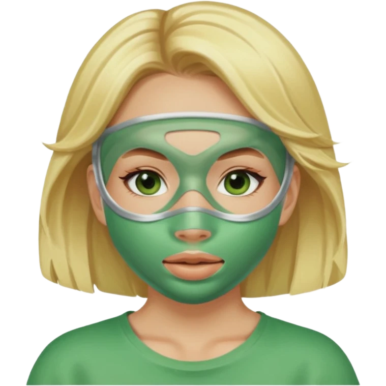 بدي بنت حاطه ماسك لونه اخضر وبدي يكون لون شعرها اشقر بليزز وممكن احطه بالكيبوردد!؟؟ 🤍🥹 emoji