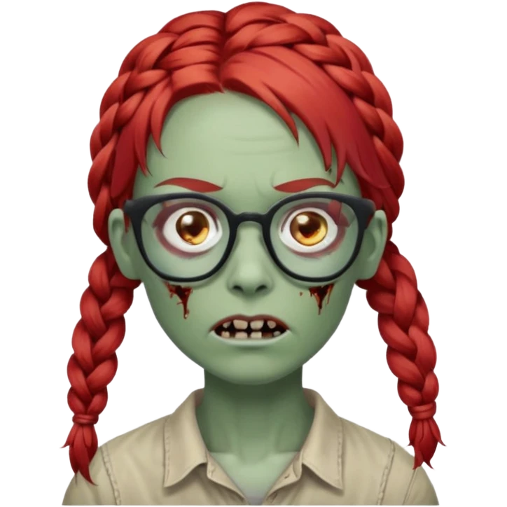 zombie with braided red hair and glassess emoji