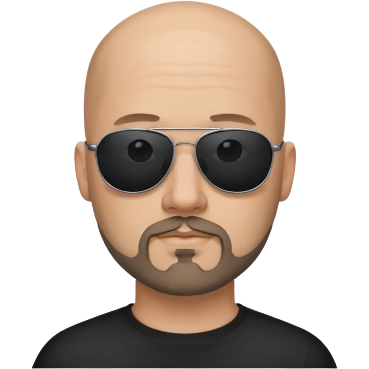 Bald man, wearing black fashion sunglasses, goatee beard emoji