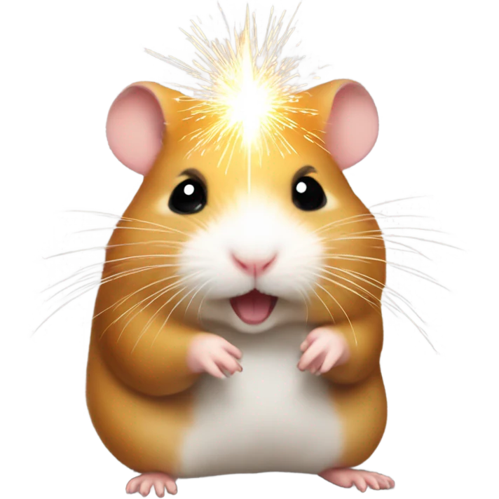 Christmas hamster with sparkler emoji