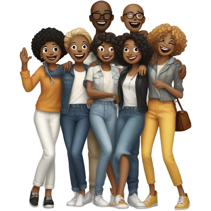 happy embrace with stylish friends emoji