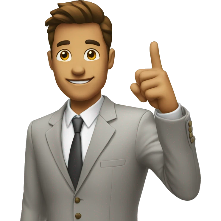 business man pointing finger up emoji