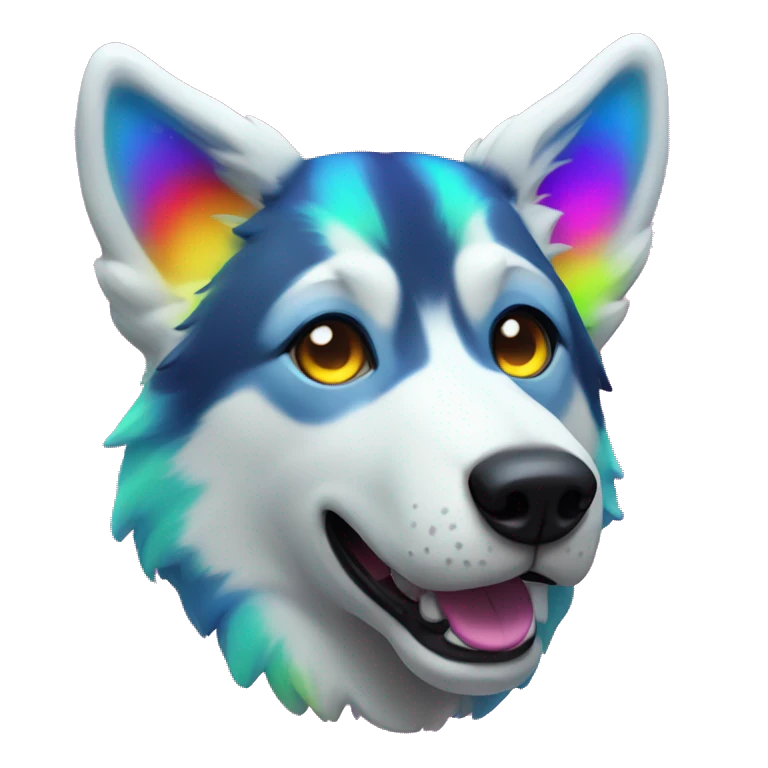 neon rainbow husky emoji