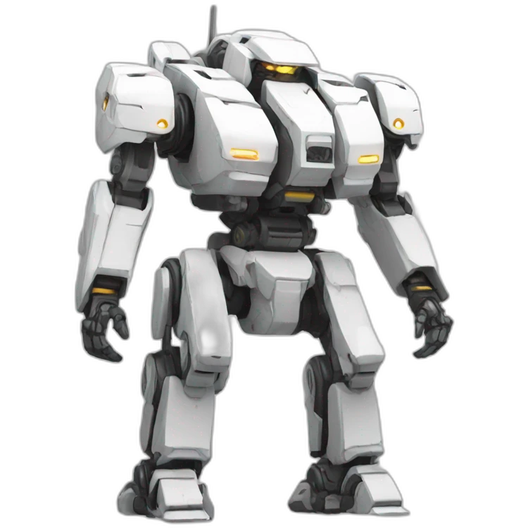 Battle mech in white emoji