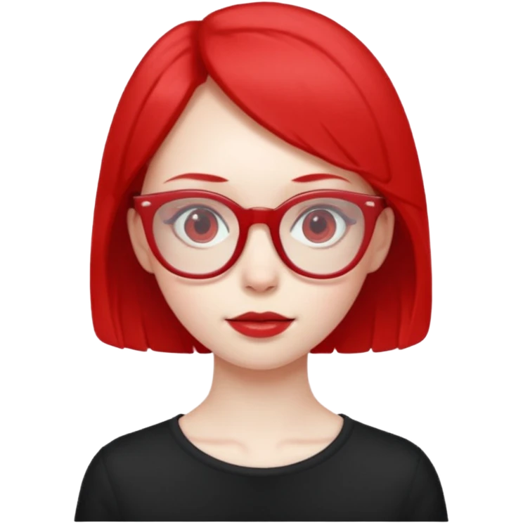 Una niña rara con anteojos rojos extra delgada y fea emoji
