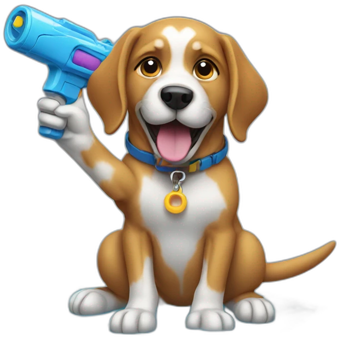 dog pointing a water gun emoji