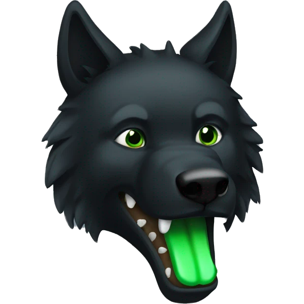 Black wolf with green exces emoji