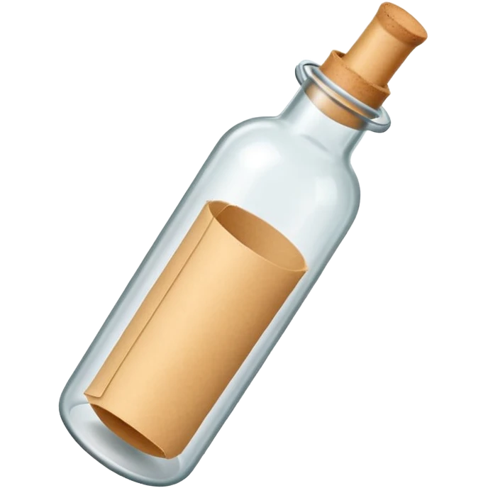 glass bottle with a paper message inside like in movie  emoji