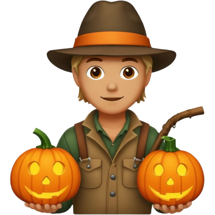 Hunter With Jack o Lantern emoji