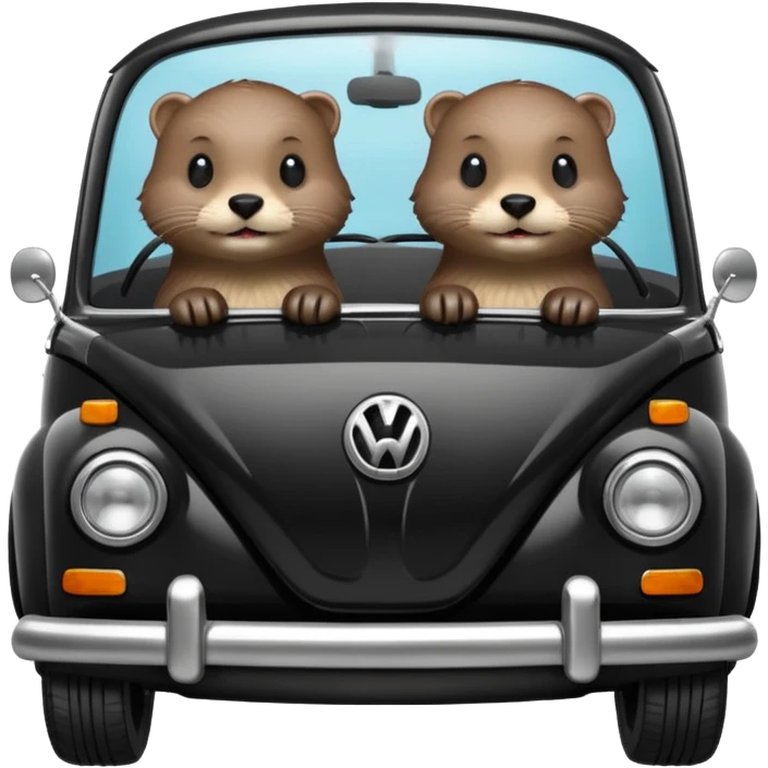 Two otters in a black Volkswagen  emoji