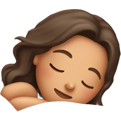 a white brunette girl sleeping in pink sheets emoji