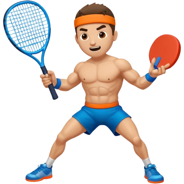 Funny character smashing using padel racket emoji